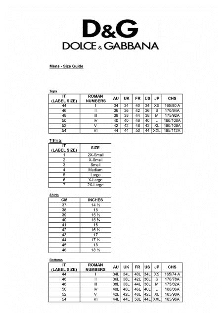 Dolce & Gabbana Men’s Size Chart – SizeChartly